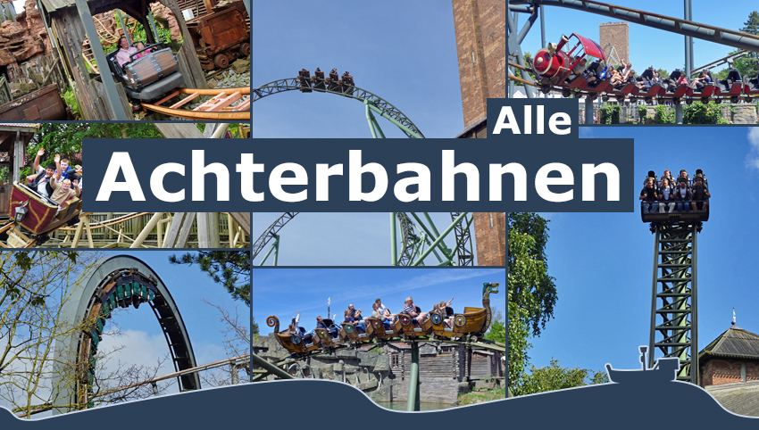 Alle Achterbahnen im Hansa-Park