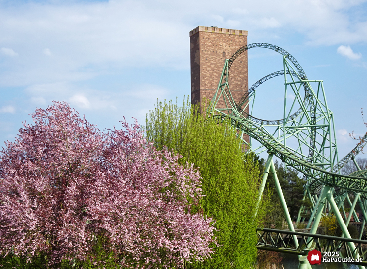 Frühjahrsblüte - Blühende Bäume vor dem Herzelement vom Schwur des Kärnan