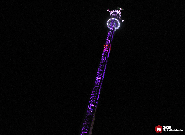Herbstzauber am Meer - Der purpur ausgestrahlte Highlander ragt in den schwarzen Himmel