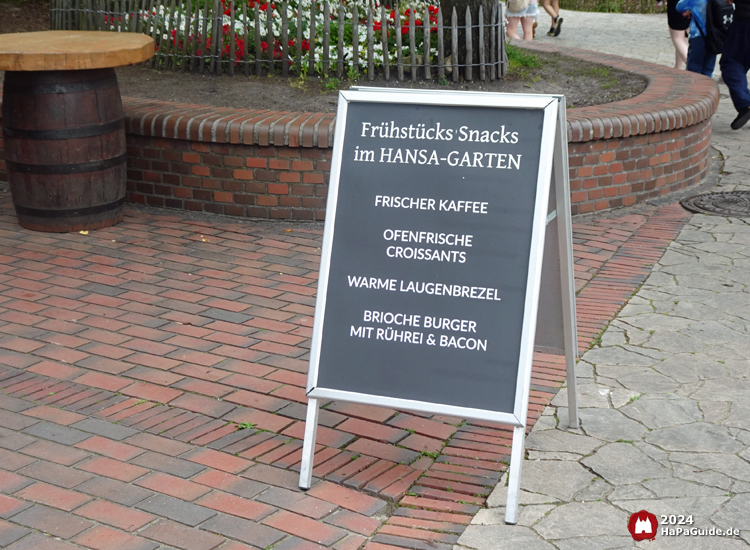 Kiosk am Hanse-Flieger - Aufsteller Frühstücks Snacks im Hansa-Garten