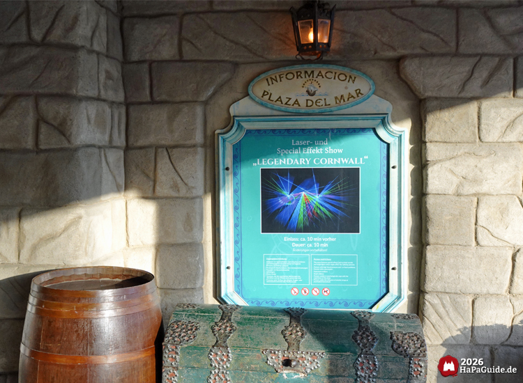 Laser- und Special-Effekt-Show - Informationstafel zur Lasershow Legendary Cornwall