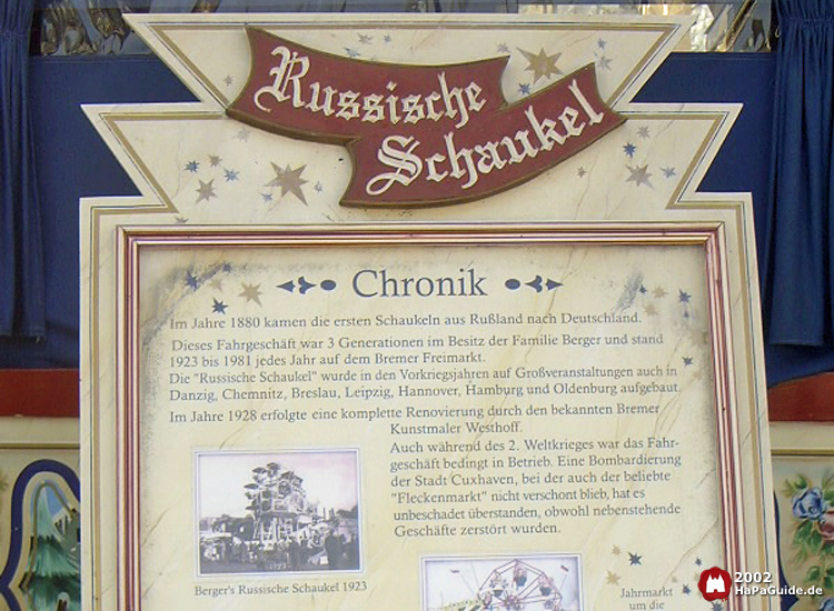 Russische Schaukel - Schild Chronik